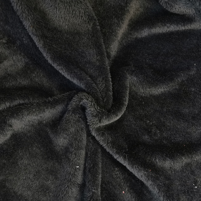 Black Fluffy Fleece Fabrics